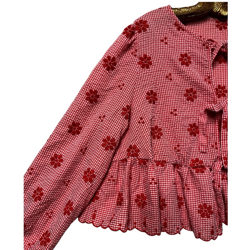 BOHO GIRL 💋💋 Red Cropped Shirt | Women’s Extra Large - Picture 2 of 8